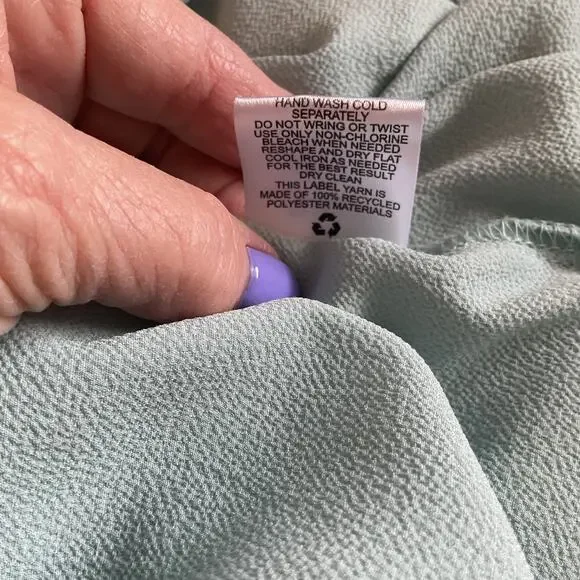 Olive & Oak Green/Blue Cap Sleeve Gold Back Zipper High Low top S - Picture 5 of 6